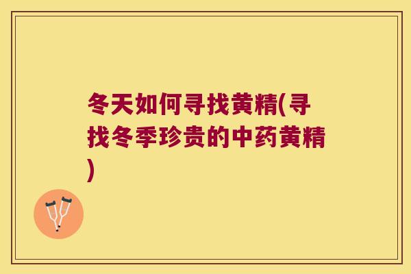 冬天如何寻找黄精(寻找冬季珍贵的黄精)