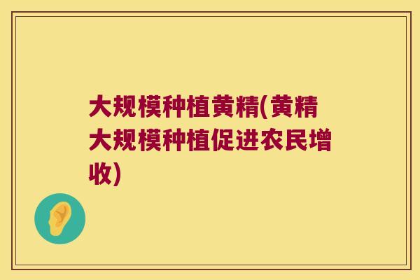 大规模种植黄精(黄精大规模种植促进农民增收) 大规模种植黄精(黄精大规模种植促进农民增收)