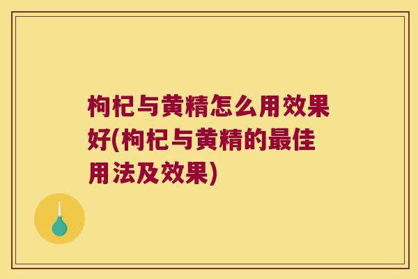 枸杞与黄精怎么用效果好(枸杞与黄精的佳用法及效果)