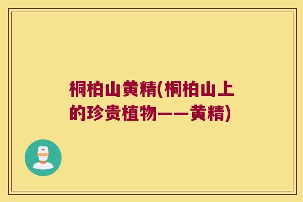桐柏山黄精(桐柏山上的珍贵植物——黄精)