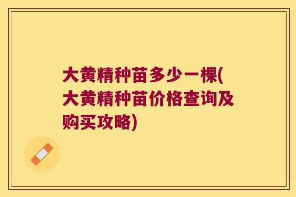 大黄精种苗多少一棵(大黄精种苗价格查询及购买攻略) 大黄精种苗多少一棵(大黄精种苗价格查询及购买攻略)