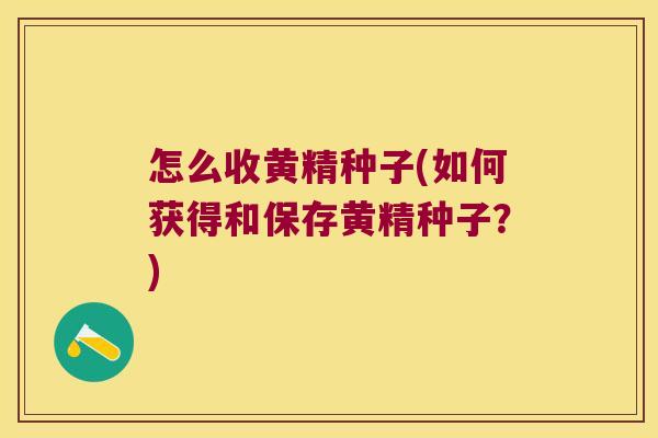 怎么收黄精种子(如何获得和保存黄精种子？)