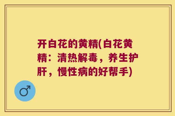 开白花的黄精(白花黄精：清热，养生，慢性的好帮手)