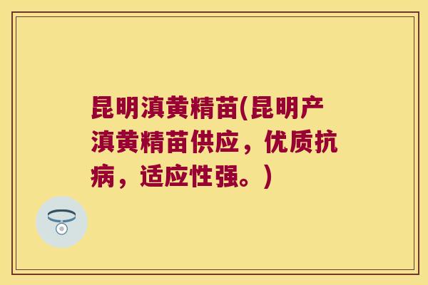 昆明滇黄精苗(昆明产滇黄精苗供应,优质抗,适应性强。) 昆明滇黄精苗(昆明产滇黄精苗供应,优质抗,适应性强。)