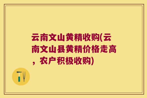 云南文山黄精收购(云南文山县黄精价格走高，农户积极收购)