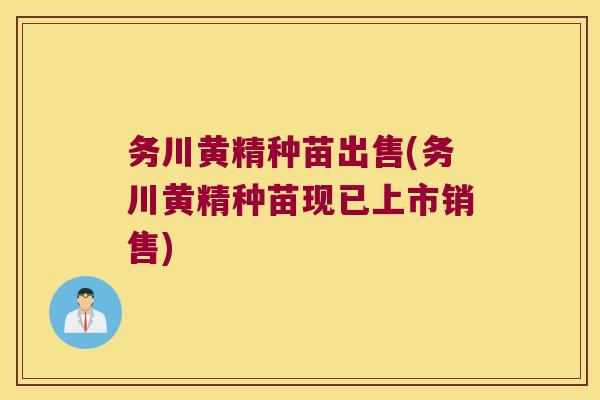 务川黄精种苗出售(务川黄精种苗现已上市销售)
