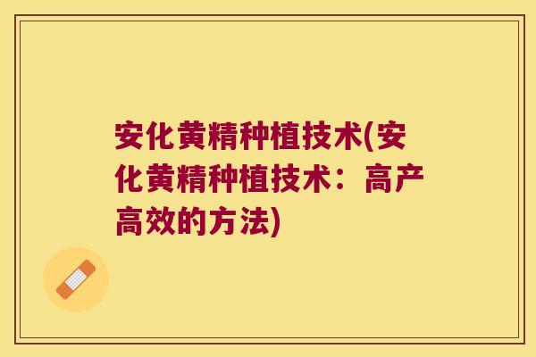 安化黄精种植技术(安化黄精种植技术：高产高效的方法)