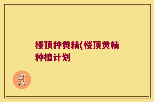 楼顶种黄精(楼顶黄精种植计划