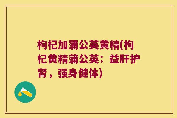 枸杞加蒲公英黄精(枸杞黄精蒲公英:益护,强身健体) 枸杞加蒲公英黄精(枸杞黄精蒲公英:益护,强身健体)