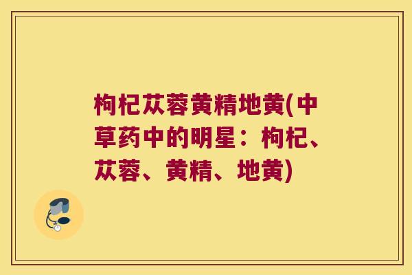 枸杞苁蓉黄精地黄(中草药中的明星：枸杞、苁蓉、黄精、地黄)