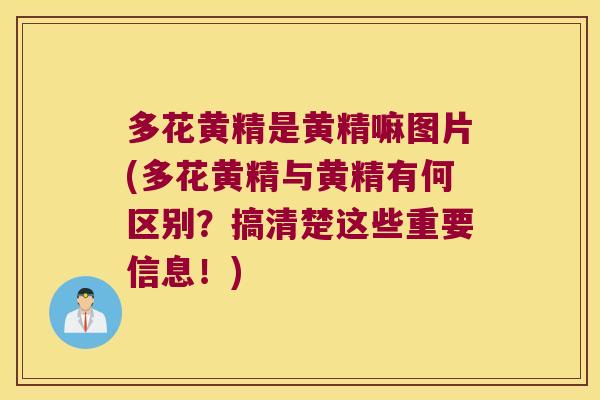 多花黄精是黄精嘛图片(多花黄精与黄精有何区别？搞清楚这些重要信息！)