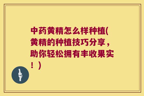 黄精怎么样种植(黄精的种植技巧分享,助你轻松拥有丰收果实!) 黄精怎么样种植(黄精的种植技巧分享,助你轻松拥有丰收果实!)