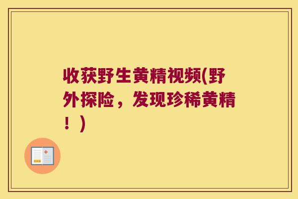 收获野生黄精视频(野外探险，发现珍稀黄精！)