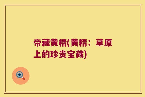 帝藏黄精(黄精：草原上的珍贵宝藏)