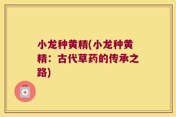 小龙种黄精(小龙种黄精:古代草药的传承之路) 小龙种黄精(小龙种黄精:古代草药的传承之路)