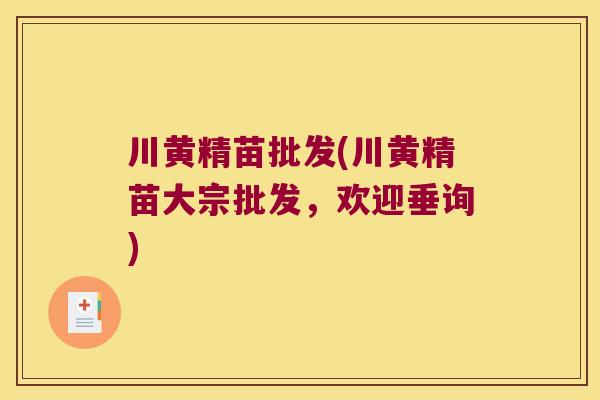 川黄精苗批发(川黄精苗大宗批发，欢迎垂询)