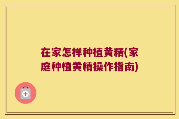 在家怎样种植黄精(家庭种植黄精操作指南) 在家怎样种植黄精(家庭种植黄精操作指南)