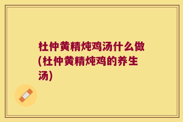 杜仲黄精炖鸡汤什么做(杜仲黄精炖鸡的养生汤) 杜仲黄精炖鸡汤什么做(杜仲黄精炖鸡的养生汤)