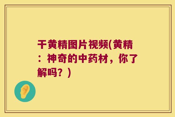 干黄精图片视频(黄精:神奇的材,你了解吗?) 干黄精图片视频(黄精:神奇的材,你了解吗?)