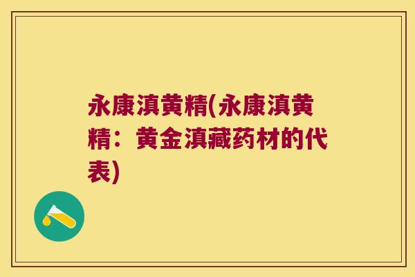 永康滇黄精(永康滇黄精：黄金滇藏药材的代表)
