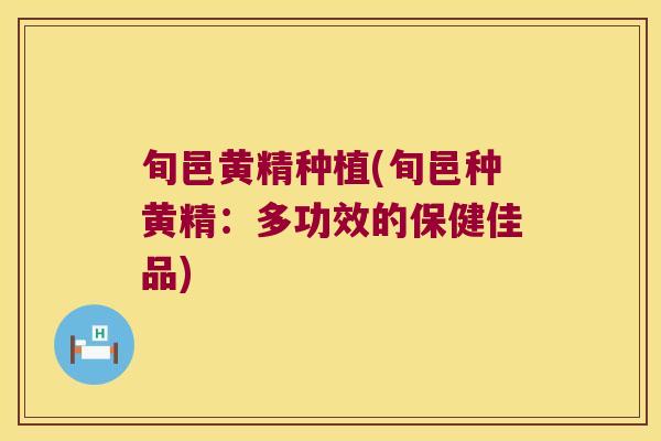 旬邑黄精种植(旬邑种黄精：多功效的保健佳品)
