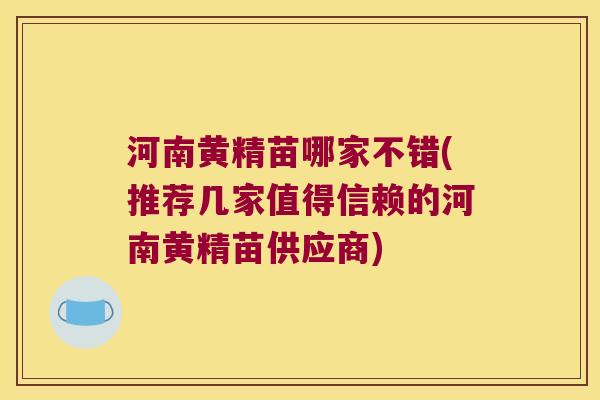 河南黄精苗哪家不错(推荐几家值得信赖的河南黄精苗供应商) 河南黄精苗哪家不错(推荐几家值得信赖的河南黄精苗供应商)