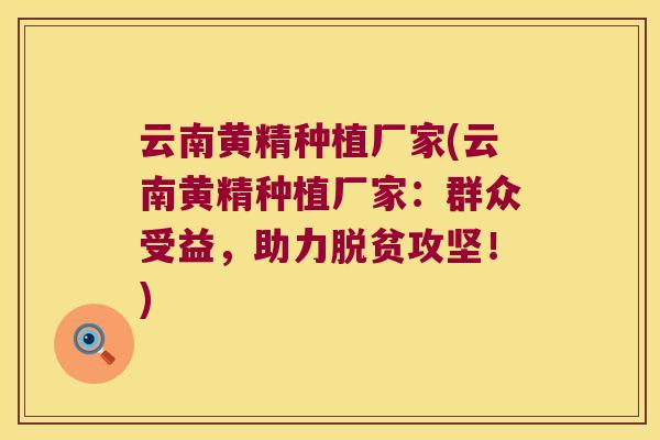 云南黄精种植厂家(云南黄精种植厂家:群众受益,助力脱贫攻坚!) 云南黄精种植厂家(云南黄精种植厂家:群众受益,助力脱贫攻坚!)