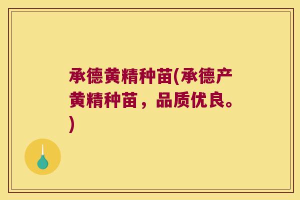 承德黄精种苗(承德产黄精种苗，品质优良。)