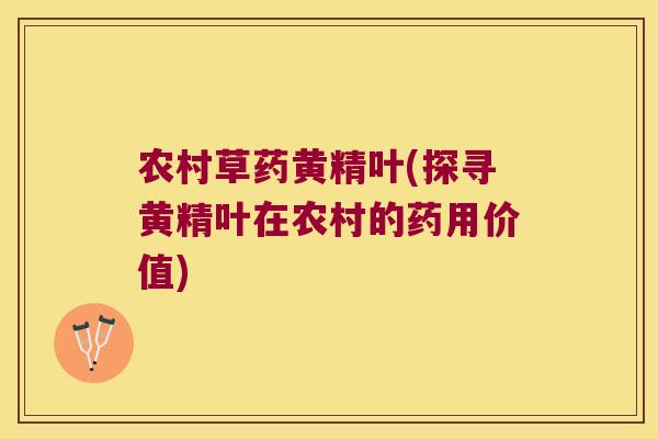 农村草药黄精叶(探寻黄精叶在农村的药用价值) 农村草药黄精叶(探寻黄精叶在农村的药用价值)