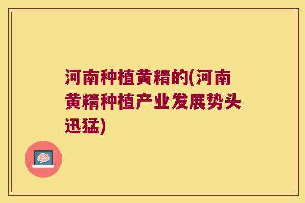 河南种植黄精的(河南黄精种植产业发展势头迅猛)