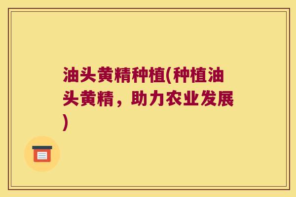 油头黄精种植(种植油头黄精,助力农业发展) 油头黄精种植(种植油头黄精,助力农业发展)