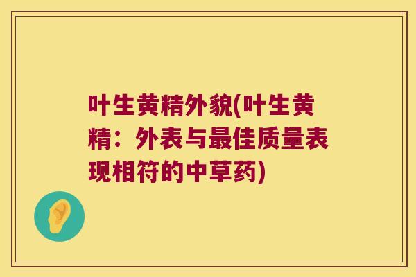 叶生黄精外貌(叶生黄精:外表与佳质量表现相符的中草药) 叶生黄精外貌(叶生黄精:外表与佳质量表现相符的中草药)