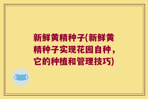 新鲜黄精种子(新鲜黄精种子实现花园自种，它的种植和管理技巧)