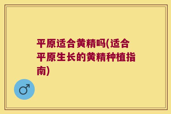 平原适合黄精吗(适合平原生长的黄精种植指南)