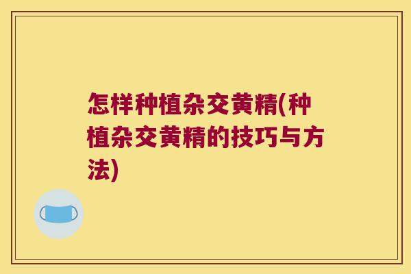 怎样种植杂交黄精(种植杂交黄精的技巧与方法) 怎样种植杂交黄精(种植杂交黄精的技巧与方法)
