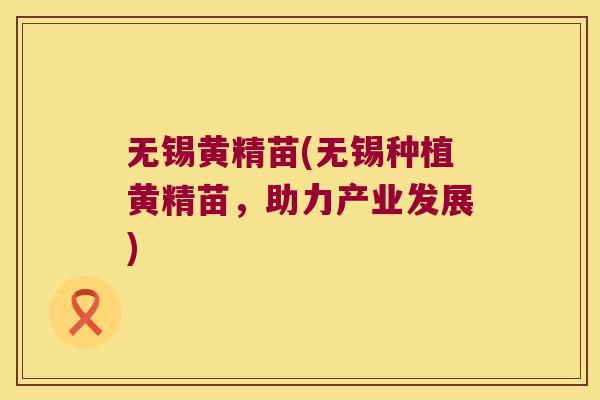 无锡黄精苗(无锡种植黄精苗,助力产业发展) 无锡黄精苗(无锡种植黄精苗,助力产业发展)