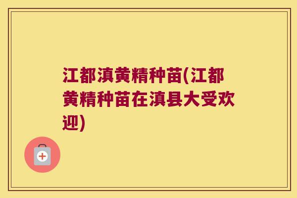 江都滇黄精种苗(江都黄精种苗在滇县大受欢迎) 江都滇黄精种苗(江都黄精种苗在滇县大受欢迎)