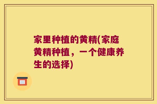 家里种植的黄精(家庭黄精种植，一个健康养生的选择)