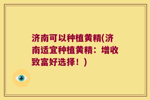 济南可以种植黄精(济南适宜种植黄精:增收致富好选择!) 济南可以种植黄精(济南适宜种植黄精:增收致富好选择!)