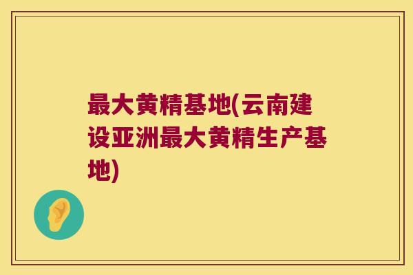 大黄精基地(云南建设亚洲大黄精生产基地)