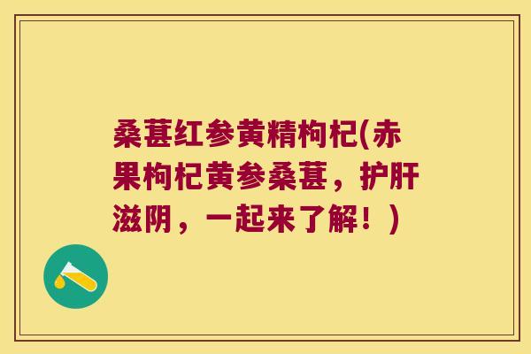 桑葚红参黄精枸杞(赤果枸杞黄参桑葚，滋阴，一起来了解！)