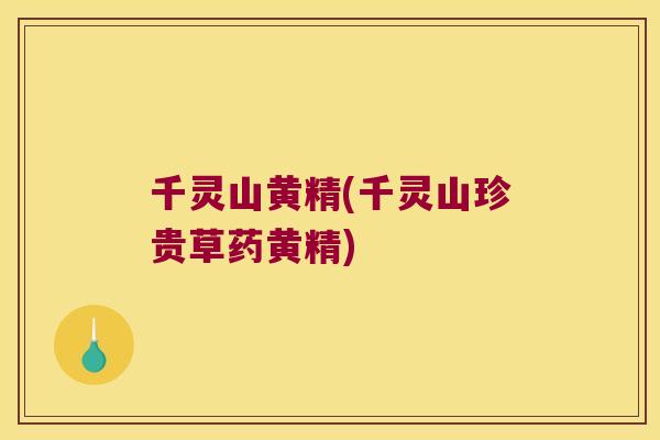 千灵山黄精(千灵山珍贵草药黄精)