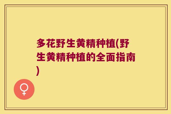 多花野生黄精种植(野生黄精种植的全面指南)