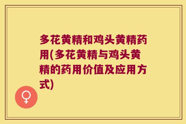 多花黄精和鸡头黄精药用(多花黄精与鸡头黄精的药用价值及应用方式)