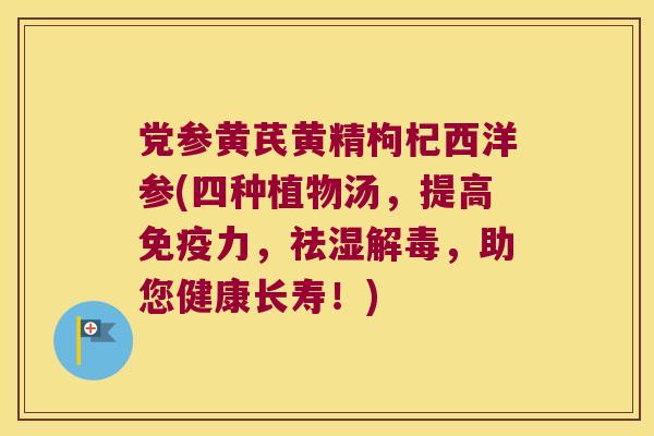 党参黄芪黄精枸杞西洋参(四种植物汤,提高力,祛湿,助您健康长寿!) 党参黄芪黄精枸杞西洋参(四种植物汤,提高力,祛湿,助您健康长寿!)
