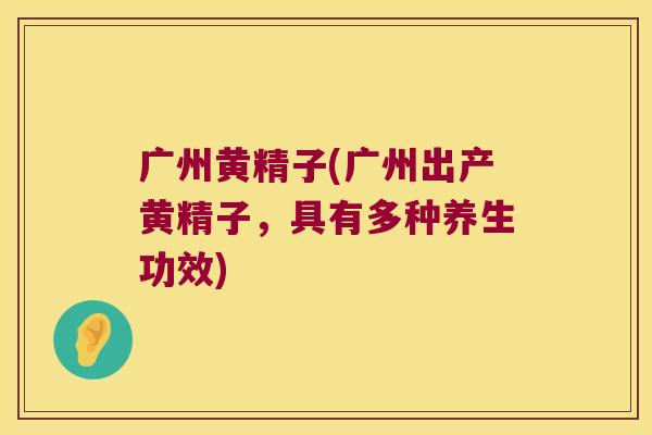 广州黄精子(广州出产黄精子，具有多种养生功效)