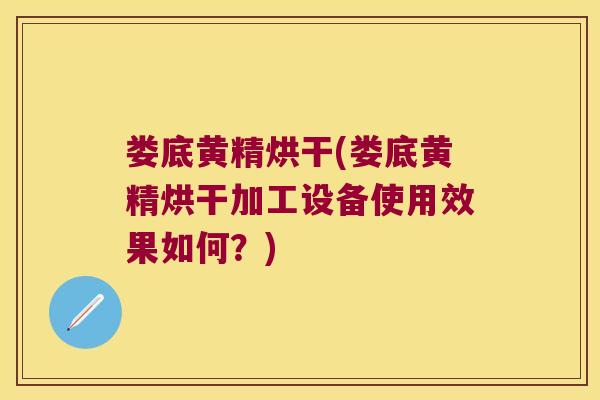 娄底黄精烘干(娄底黄精烘干加工设备使用效果如何？)