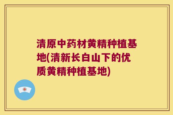 清原材黄精种植基地(清新长白山下的优质黄精种植基地) 清原材黄精种植基地(清新长白山下的优质黄精种植基地)