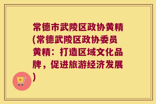 常德市武陵区政协黄精(常德武陵区政协委员黄精：打造区域文化品牌，促进旅游经济发展)
