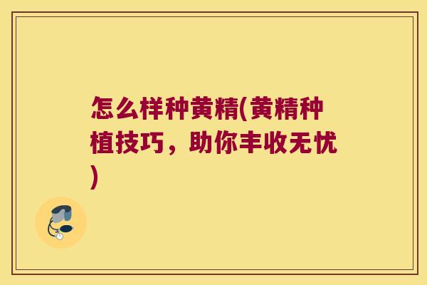 怎么样种黄精(黄精种植技巧,助你丰收无忧) 怎么样种黄精(黄精种植技巧,助你丰收无忧)